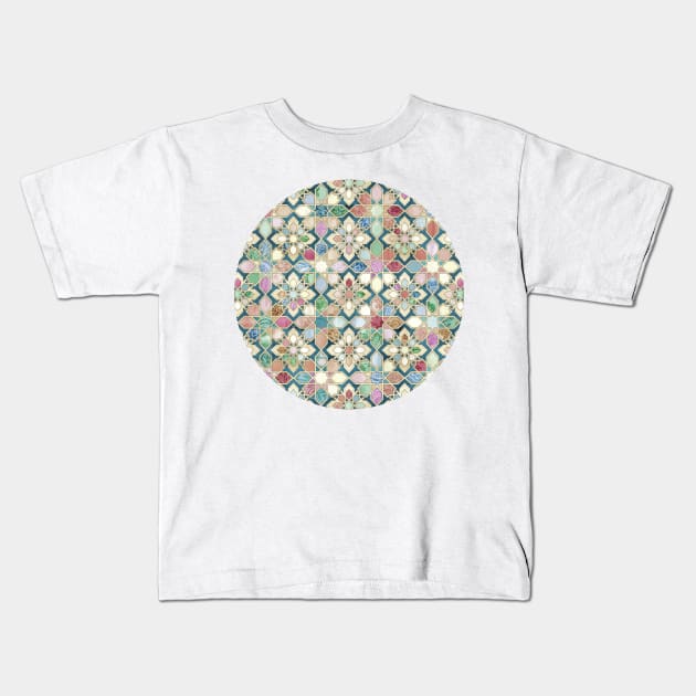 Muted Moroccan Mosaic Tiles Kids T-Shirt by micklyn